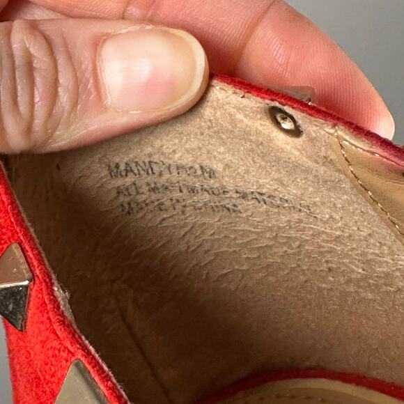 Andiamo Red Suede Studded Strap Heels Women's 11 - Picture 8 of 9